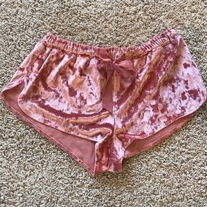 velvet drawstring shorts